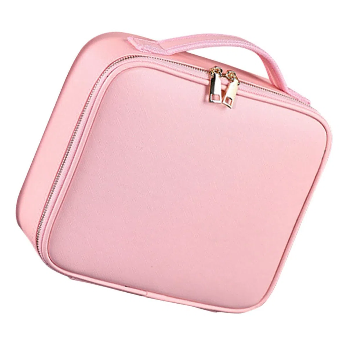 Baluue Neceser de Maquillaje Grande de PU Cuero Rosa con Compartimentos Ajustables y Divisores Removibles para Viaje y Trabajo Fácil de Usar