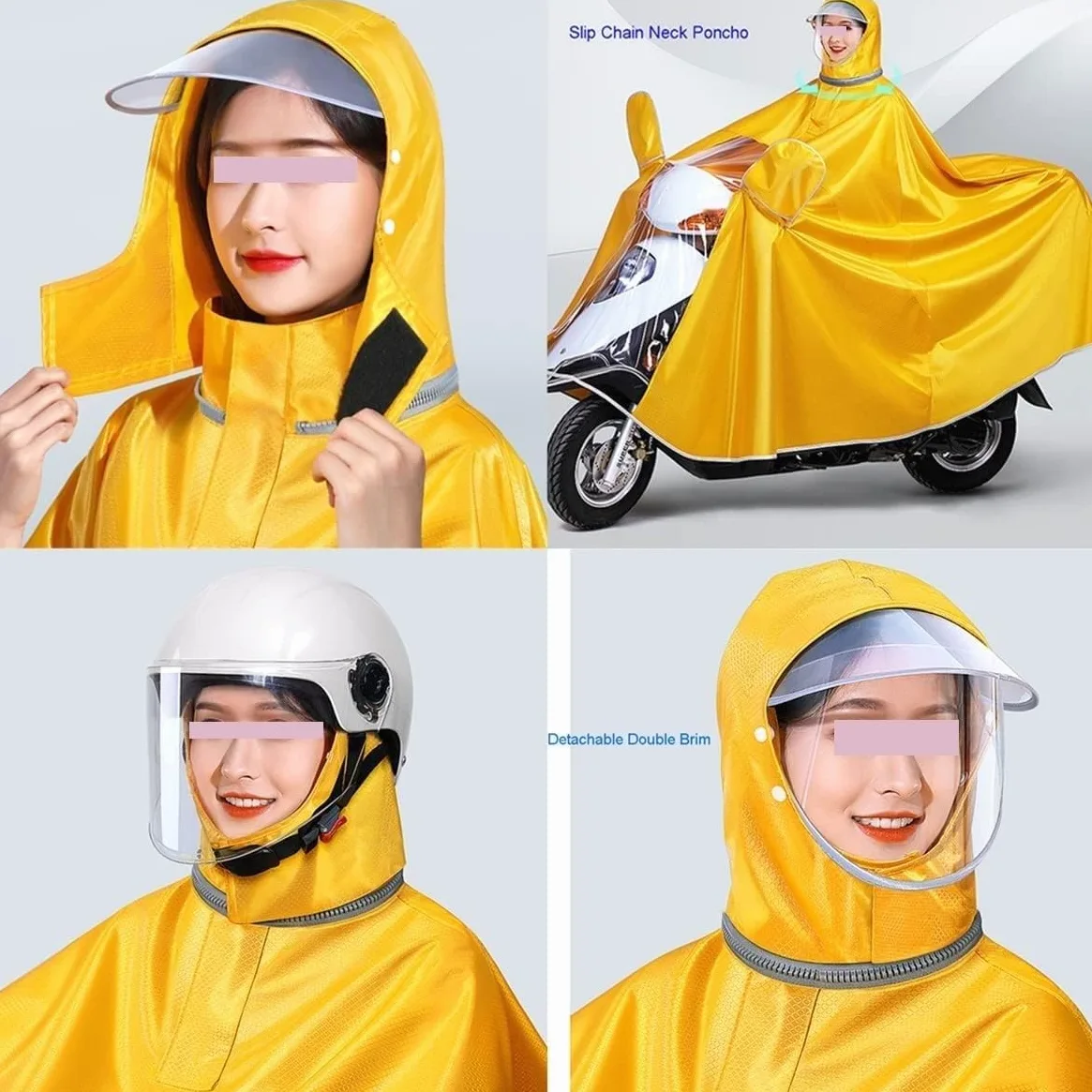 Funda de Lluvia, Cubierta de Lluvia for Silla de Ruedas con Capucha for Lluvia, Impermeable for Ciclismo de Doble Uso y Doble Uso Individual for Bicicleta(Red,M)