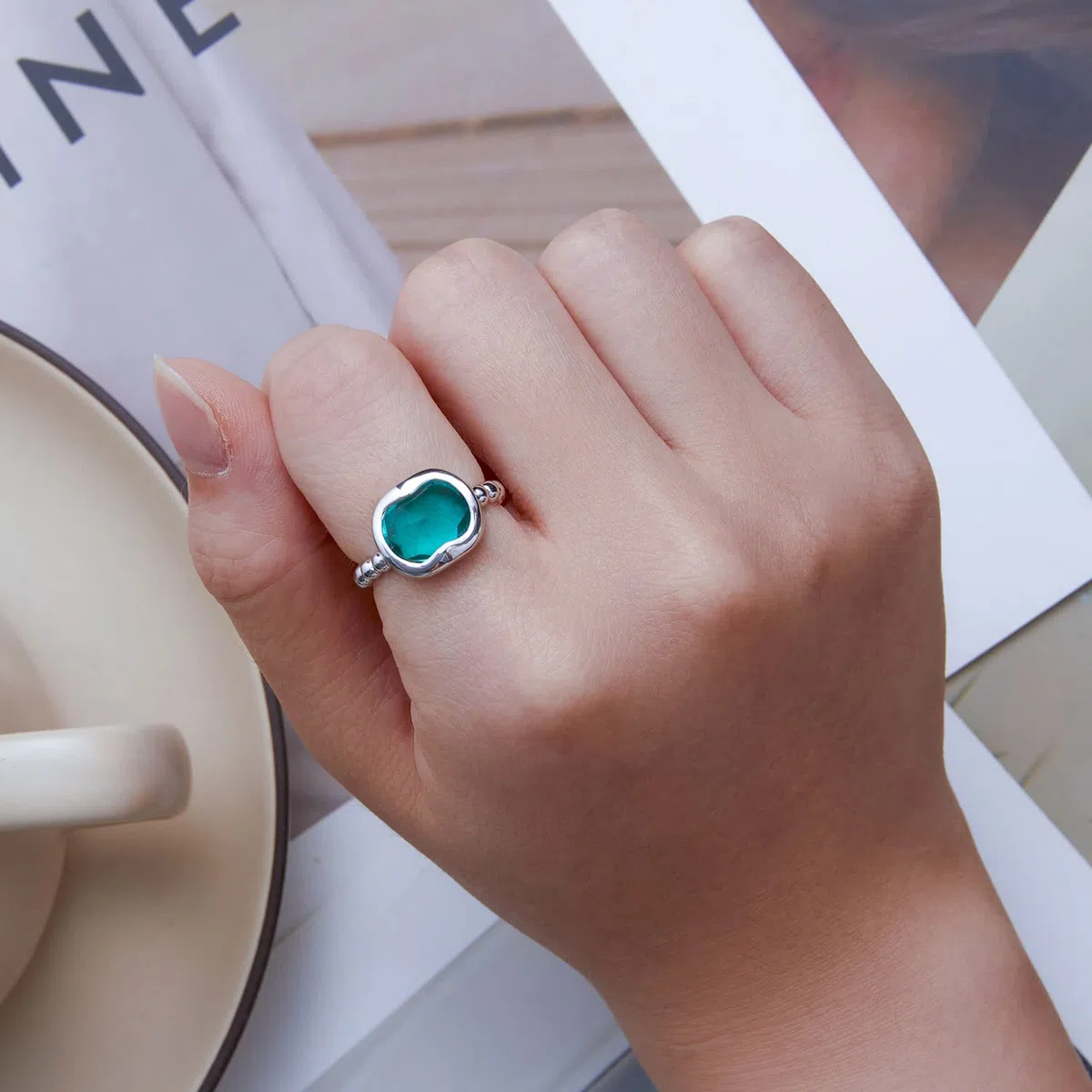 Anillos Ajustables con Piedra Natal de enero, Piedra Natal del Mes de Nacimiento, Anillos Abiertos, Regalo de cumpleaños para niñas Adolescentes