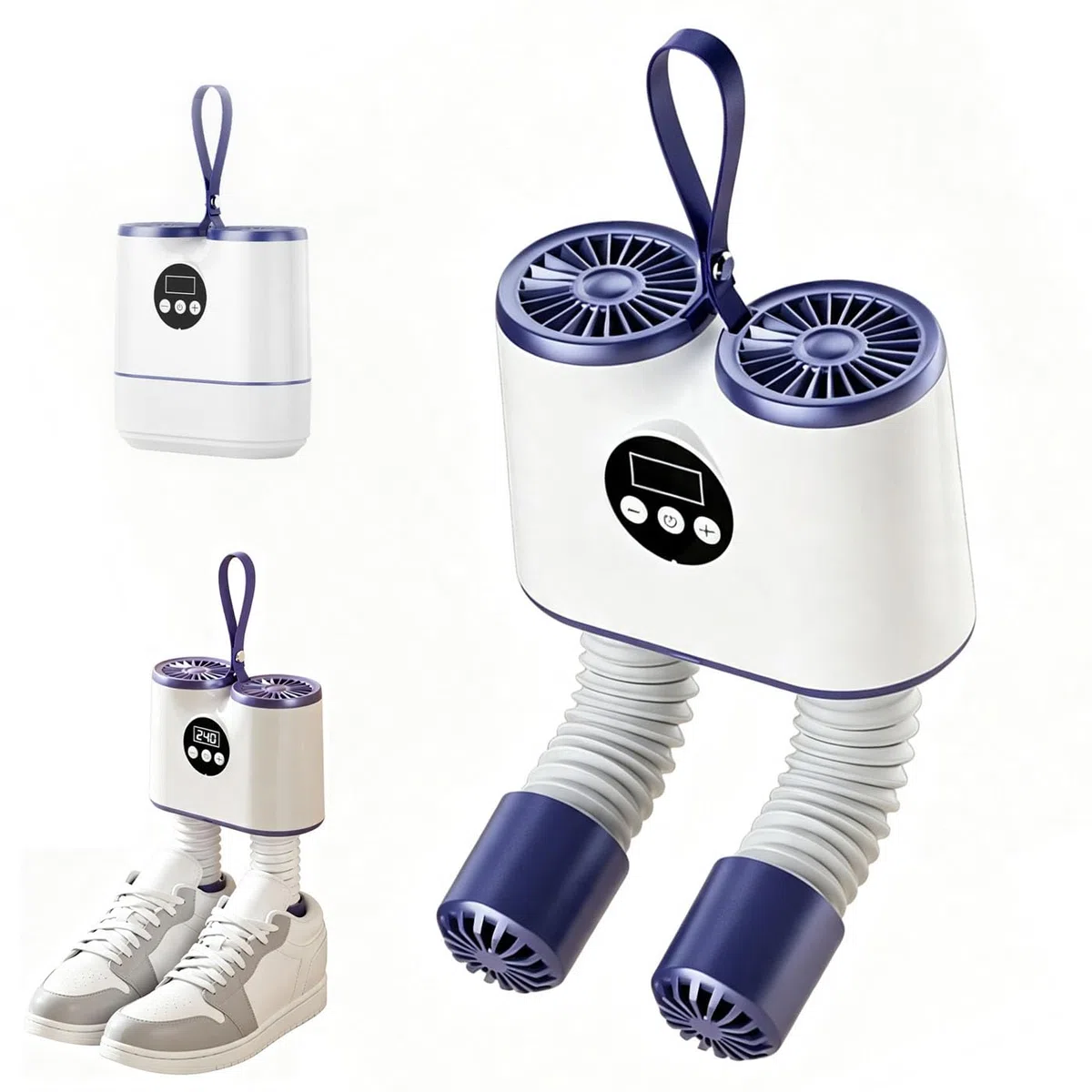 Secador Eléctrico de Botas y Zapatos con Soplador de Calor, Conducto de Aire Caliente Retráctil, 3 Niveles de Calor y Función de Temporizador, Secador Portátil con Calefacción Para Zapatillas, Botas