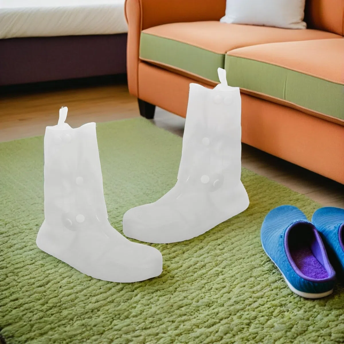 Gatuida 2 pares Fundas Impermeables para Zapatos de Lluvia Cubrezapatos Antideslizantes de PVC Grueso Plegables y Reutilizables para Hombre y Mujer Talla Protección contra Barro y Agua