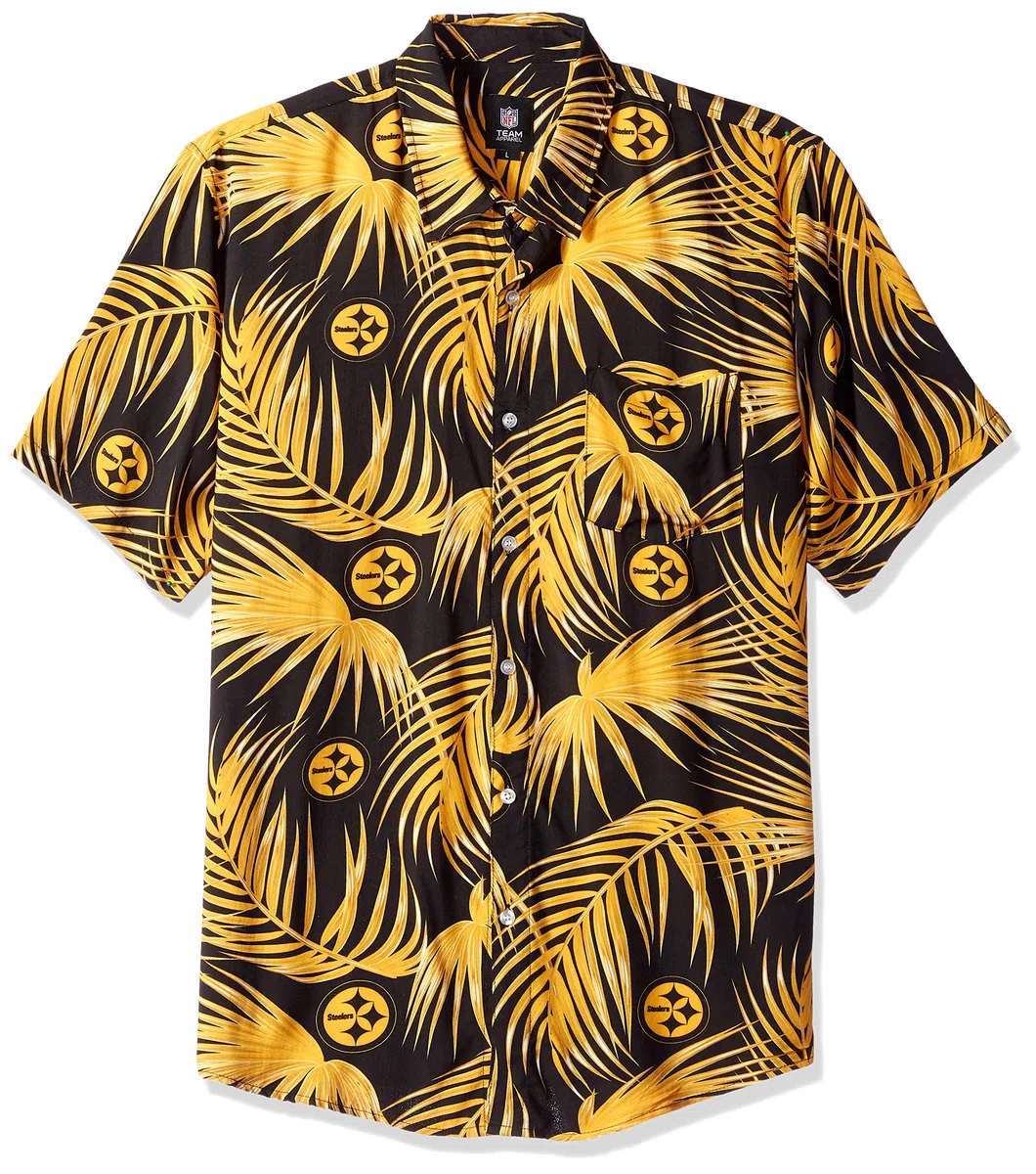 FOCO Camisa con Botones Tropicales Florales de la NFL para Hombre