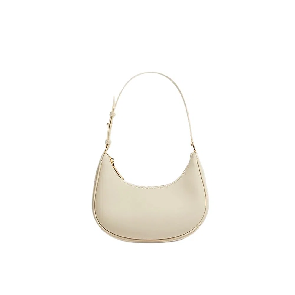 Bolso Bandolera Mujer de Cuero Genuino Blandito, Bolso de Hombro Media Luna Axila, Elegante Bolso Baguette Minimalista Casual Diario Rosa