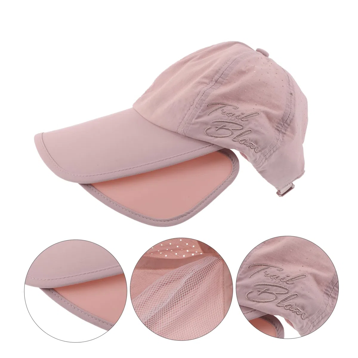 WOONEKY Sombrero de Visera Retráctil de ala Ancha Sol Gorra Deportiva Ajustable con Visera Solar para Mujeres y Hombres para Playa Golf y Correr