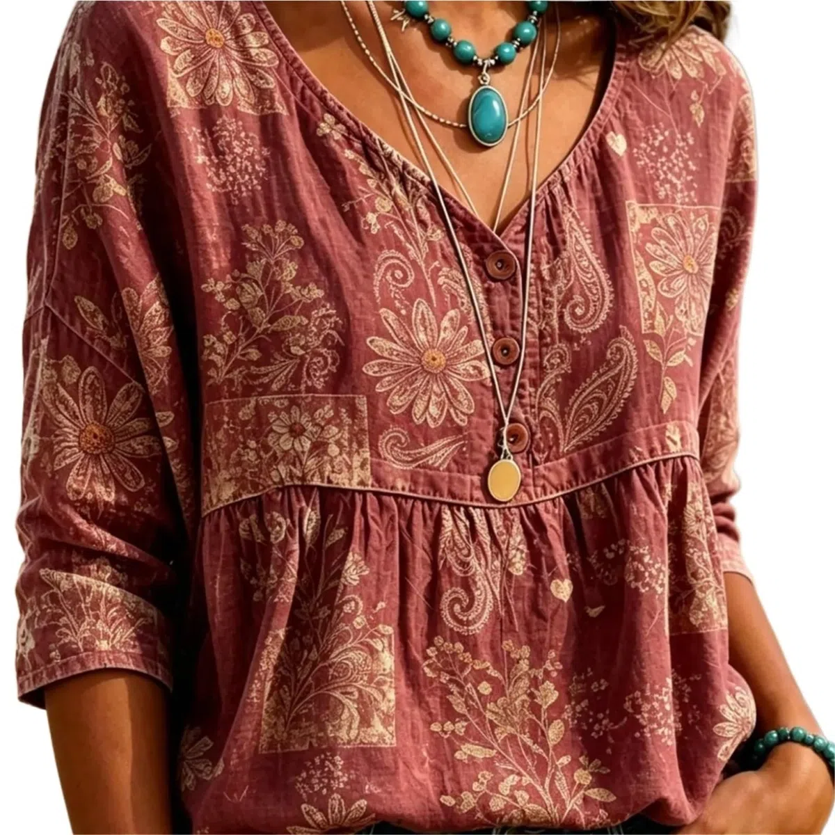 Blusas Mujer Verano Blusa Mujer Cuello En V Botón Parcial Fruncido