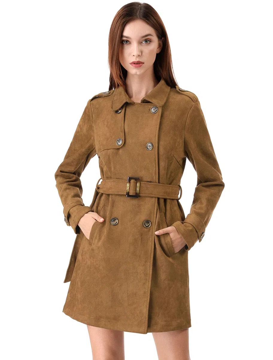 Allegra K Suede Coat Abrigo de gamuza Mujer