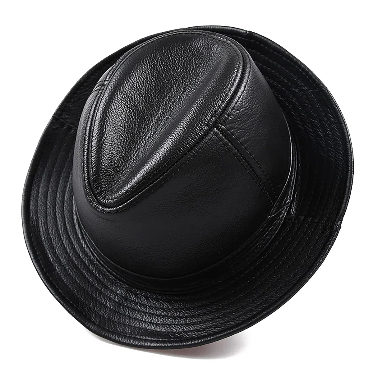 Sombreros de invierno, cuero para hombre jazz gorra vintage sombrero de vaca gran ala fedora otoño 55-62 cm