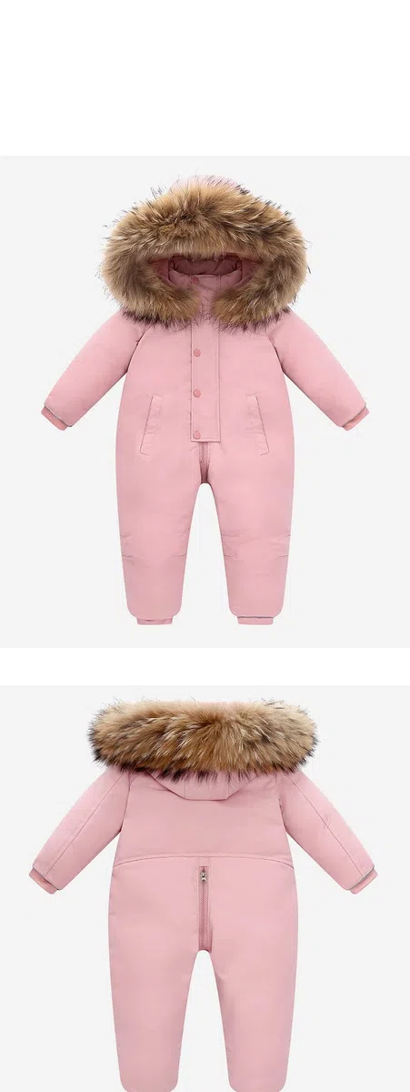 Jueshanzj Traje de una sola pieza para niños hombres y mujeres traje de esquí de plumón traje de una sola pieza 1-6 años engrosado, blanco, 120 cm