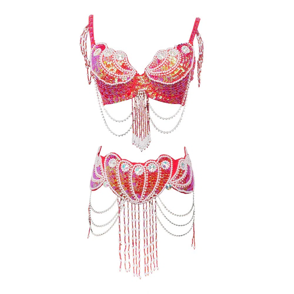 ROYAL SMEELA Disfraz de Danza del Vientre para Mujer Conjuntos de Sujetador y cinturón Danza del Vientre Profesional Carnival Sexy Fancy Traje Baile del Vientre Mujer Conjunto Danza del Vientre