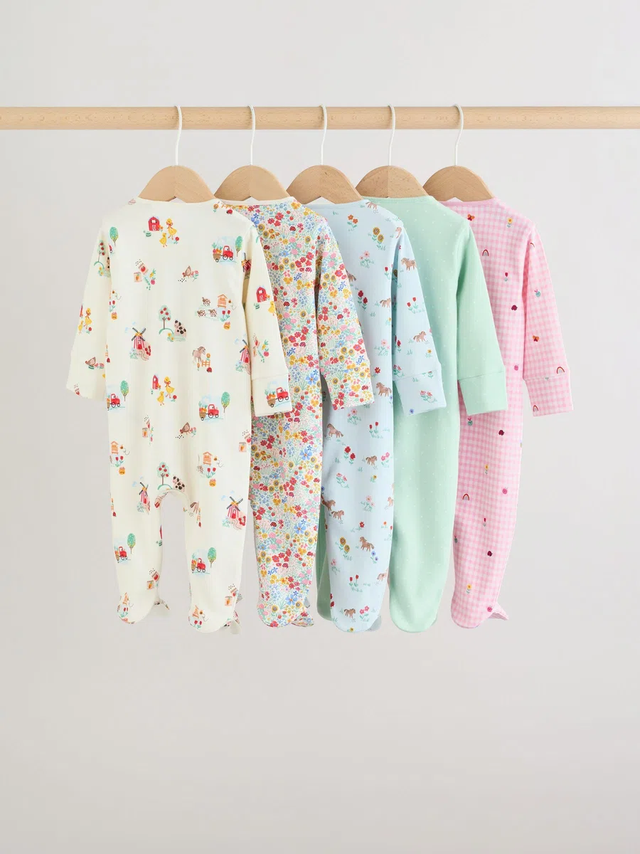 NEXT Bebés niña Pack de 5 Peleles con Cremallera bidireccional para bebé