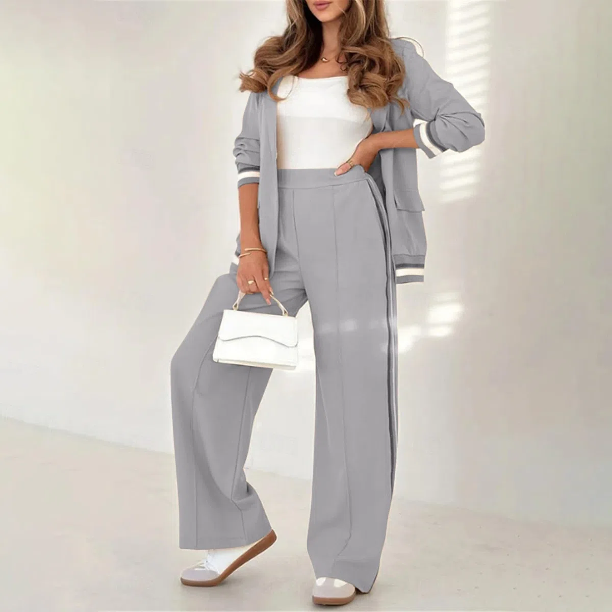Generico Tailleur Mujer Elegantes Dos Piezas Ropa Con Revers Y Botones Casual Completo Slim Fit Mangas Largas Pantalones Y Chaqueta Conjunto Trabajo Ligero Para Oficina Negocios Y Ocasiones Formales