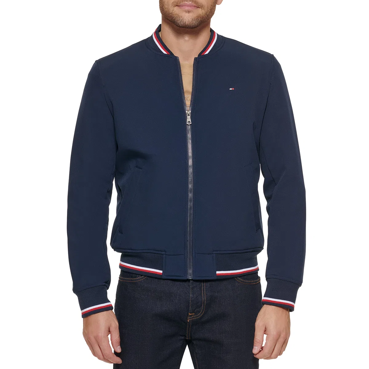 Tommy Hilfiger Lightweight Varsity Rib Knit Bomber Jacket Chaqueta Shell Hombre