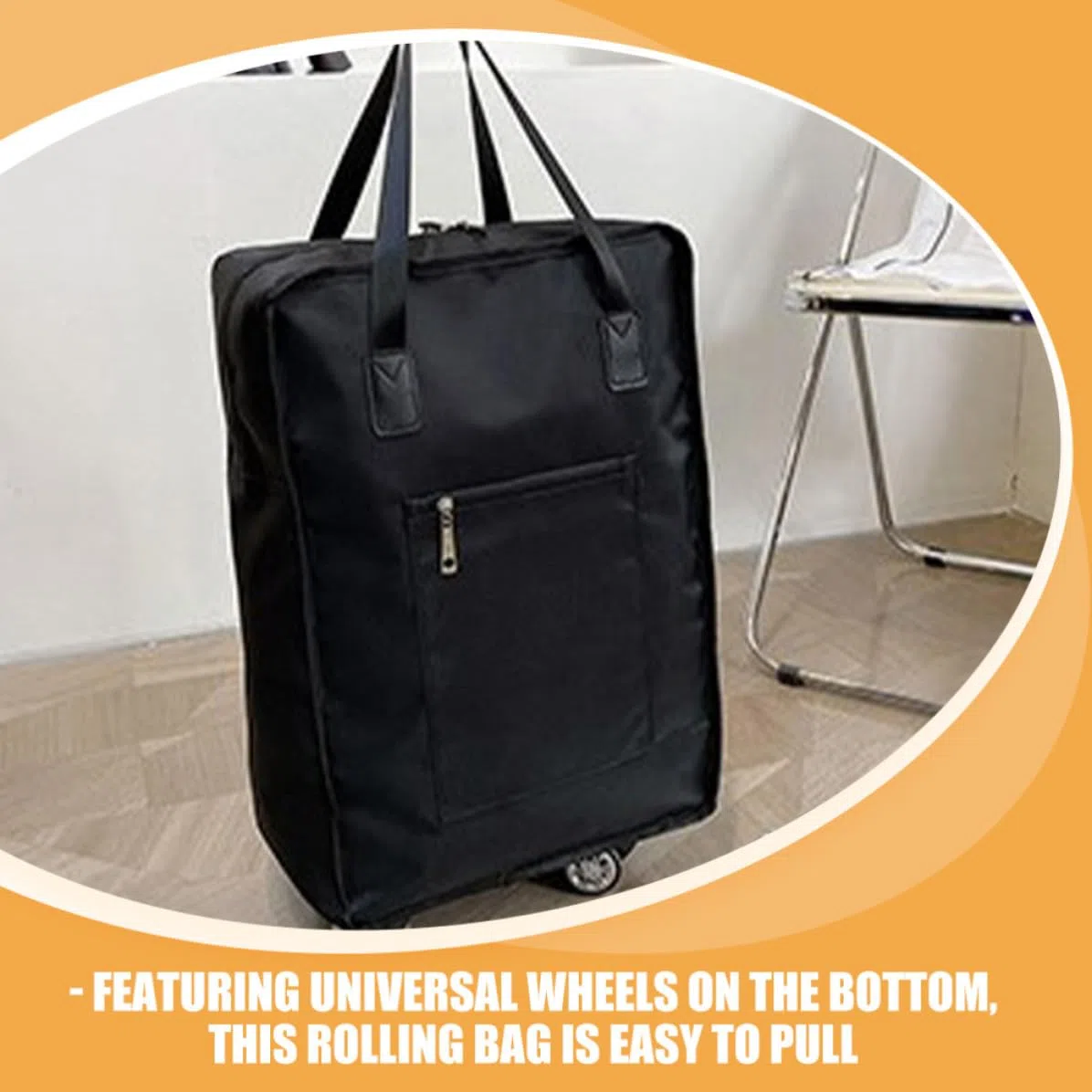 GALPADA Bolsa de Viaje Plegable para Fácil Transporte en Tela Oxford de Gran Capacidad Negra Diseño Compacto y Ruedas Multidireccionales en Viajes