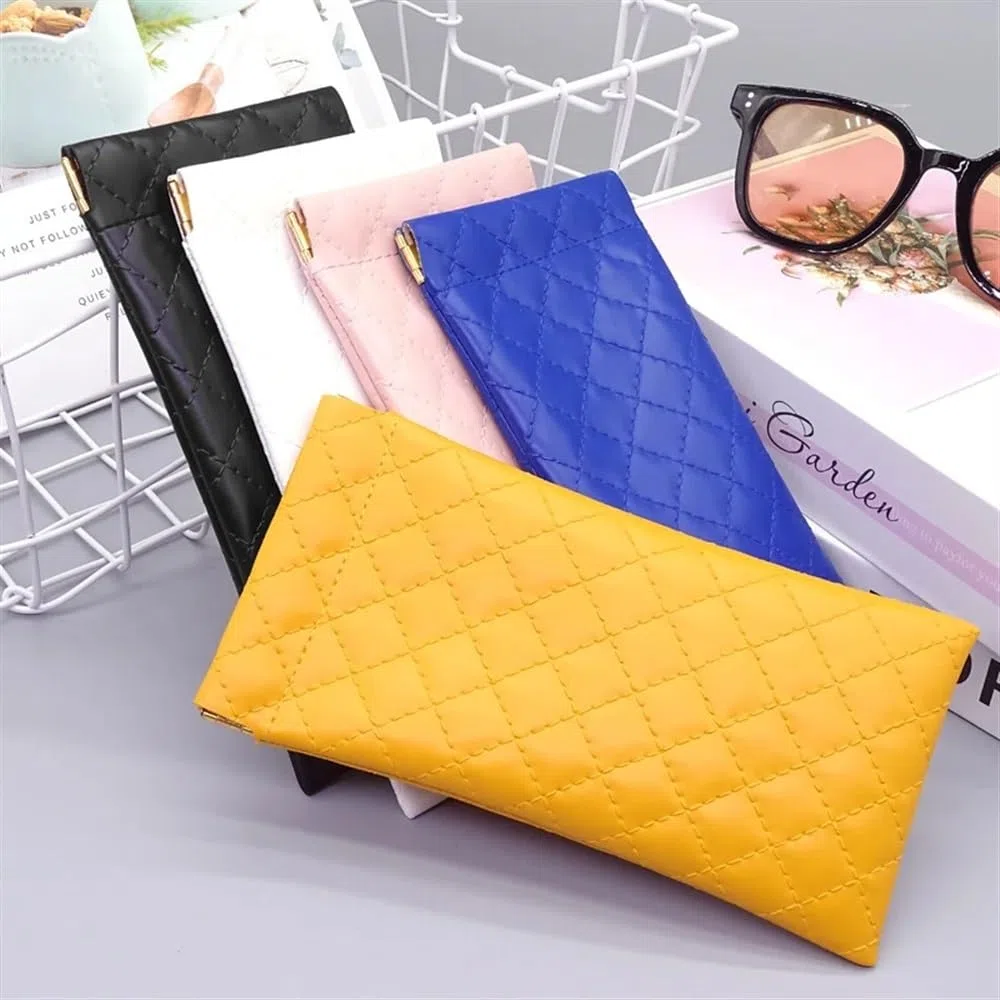 2/4/6 bolsas de piel sintética para gafas de sol, bolsa de almacenamiento de lápices labiales suaves portátiles de alta calidad impermeable (negro, 6 piezas), Negro, Talla única