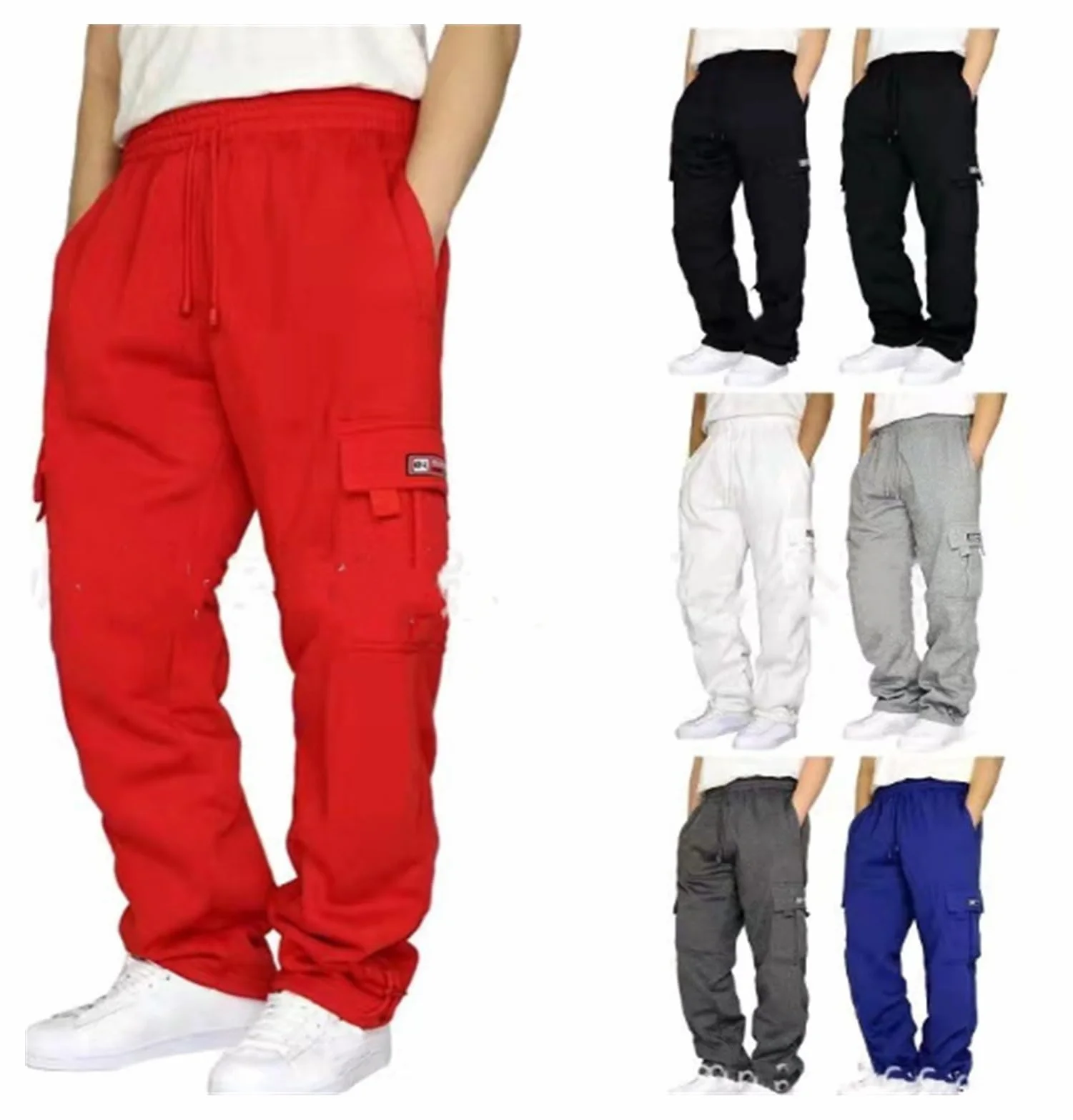 SIYAN Pantalones De Chándal Cargo De Lana For Hombre Pantalones Holgados Pantalones De Chándal con Cordón Y Cintura Elástica con Bolsillos Pantalones De Chándal