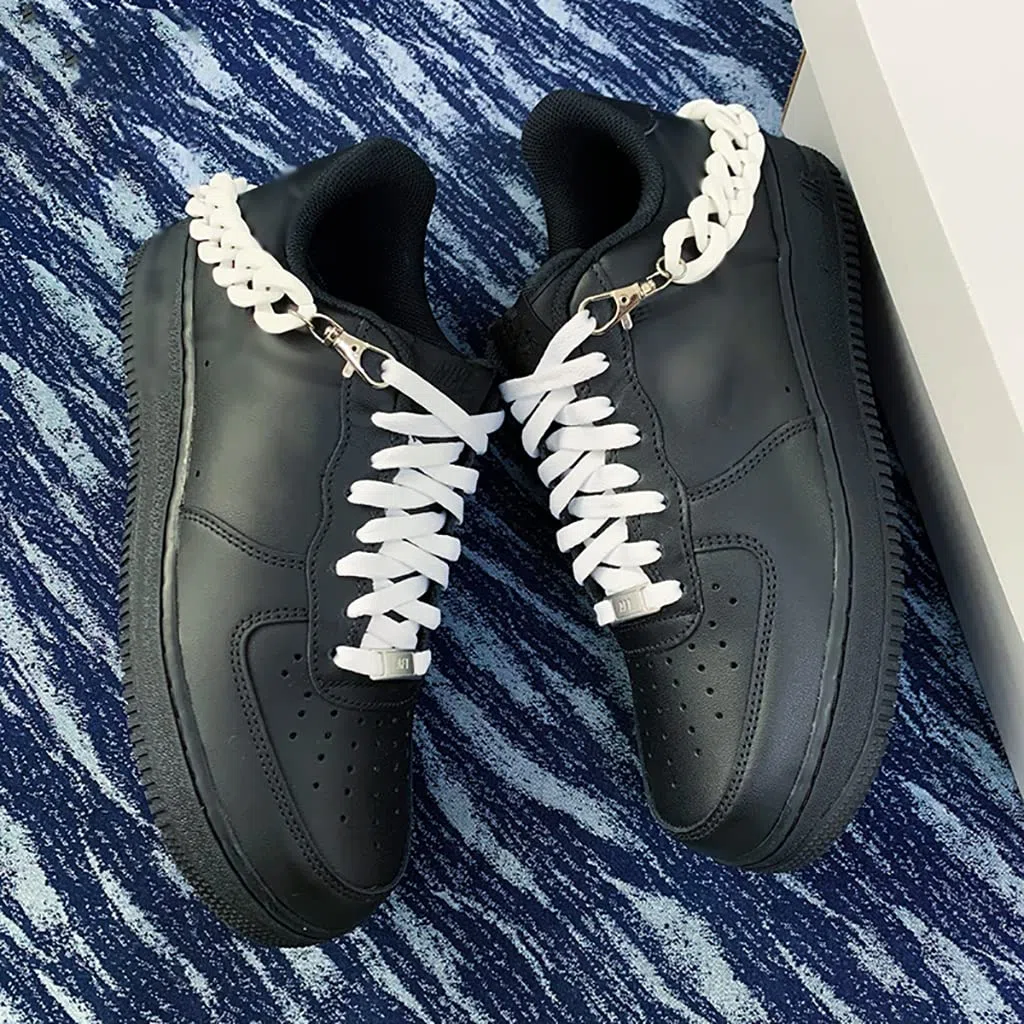 Cordones elásticos para zapatos, juego de cordones de cadena para zapatos, cordones de cadena para colgar, cordones planos, accesorios de cadena de zapatos con purpurina delicada, el juego incluye 2