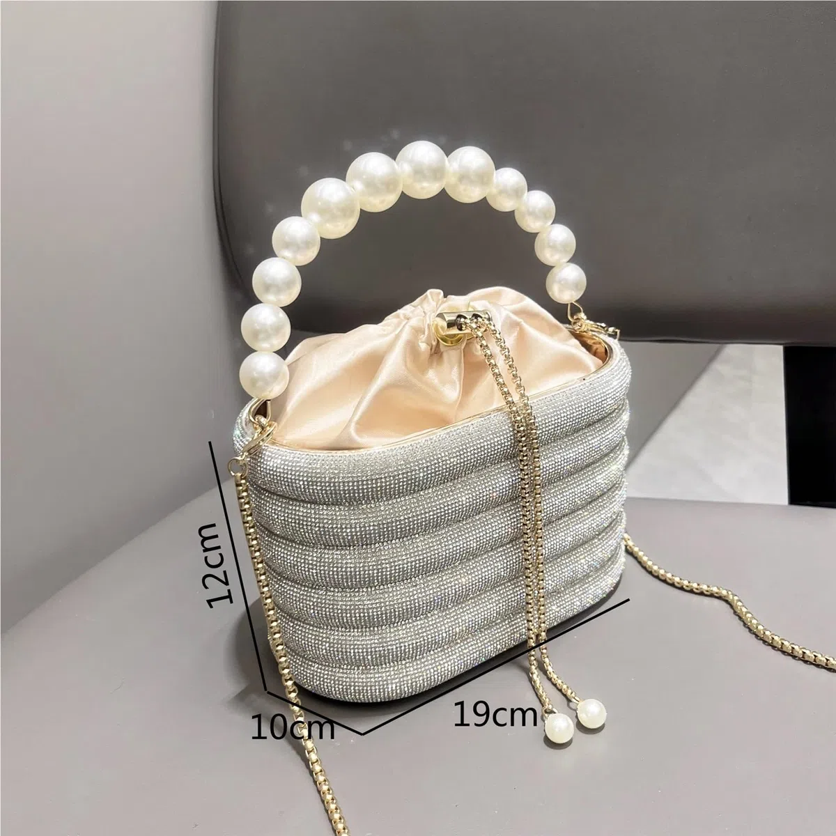 Bolso de mano de noche con diamantes de imitación, bolso de mano, bolso de hombro, bolso de mano de cristal brillante, bolso tipo cubo Para Boda Novia Banquete