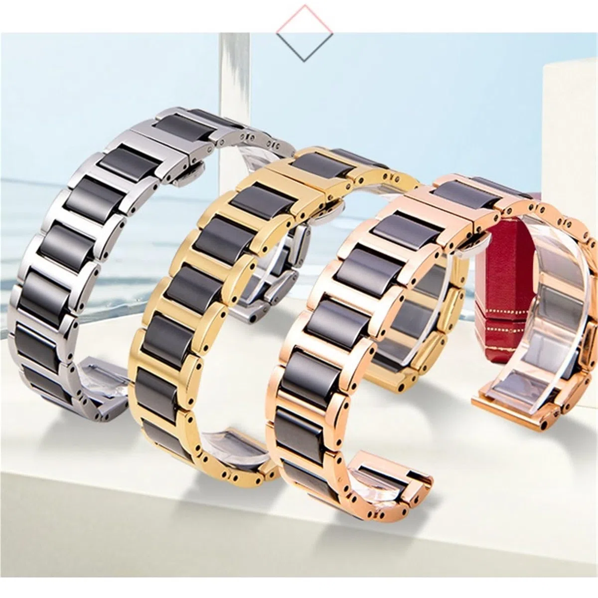 Correa de Reloj de cerámica de 14, 16, 18, 20 y 22 mm for Hombre y Mujer, Hebilla Plegable, Correa de Repuesto de liberación rápida.