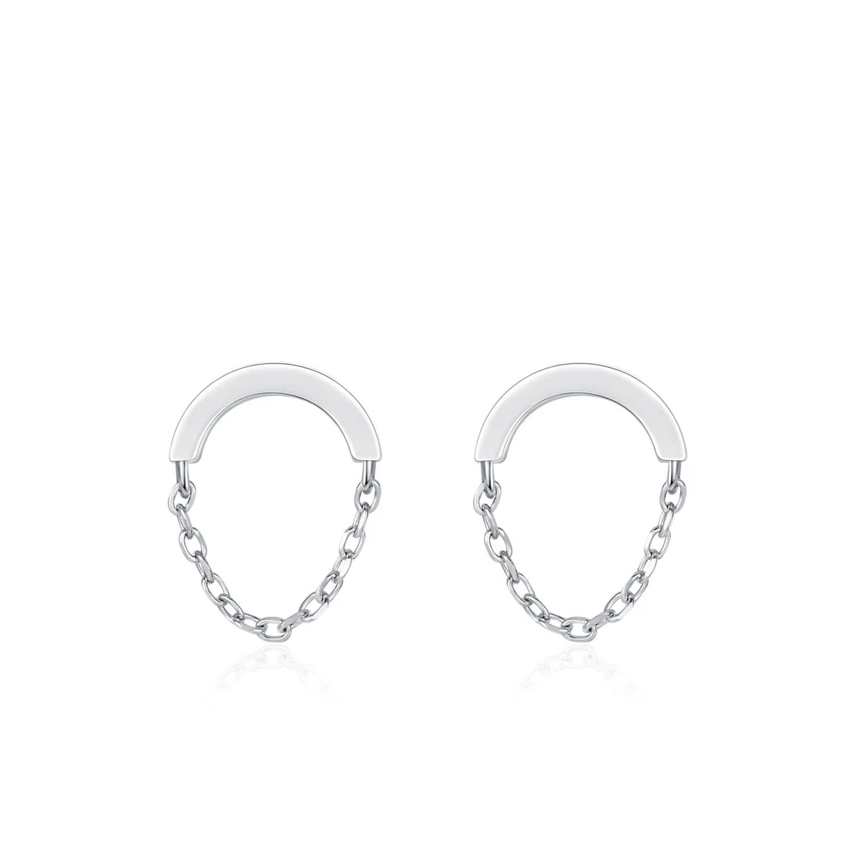 Pendientes colgantes para mujer, aretes colgantes de aro con cadena en U para mujer, color dorado