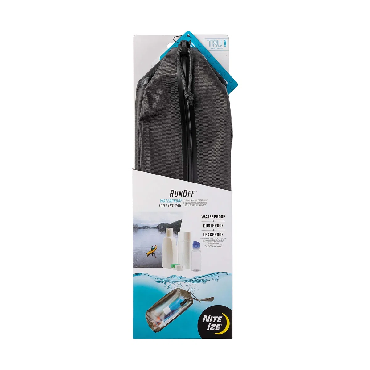 Nite Ize Runoff - Neceser Impermeable, tamaño Completo, Impermeable, para Colgar, protección de Confianza para Viajes de Aventura, Gris Oscuro