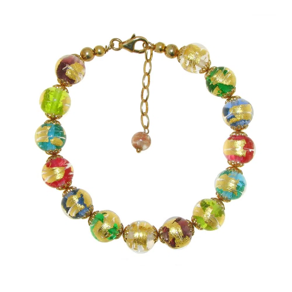 Venetiaurum - Pulsera para Mujer con Perlas Multicolores en Cristal de Murano Original y Plata 925 - Joya Made in Italy certificada