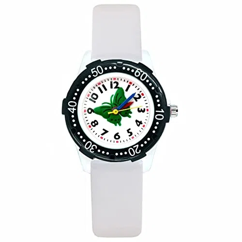 Reloj de niña Moda Lindo Bonito Estilo de Mariposa de Dibujos Animados Estudiante Niñas Niños Relojes de Pulsera de Cuero de Cuarzo Reloj Relojes para niñas (Color : Pink)