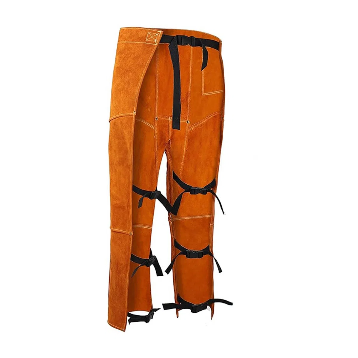Delantal de soldadura de cuero dividido resistente con hebillas de liberación rápida, a prueba de calor, diseños desmontables, pantalones para proteger el equipo de protección de soldadores