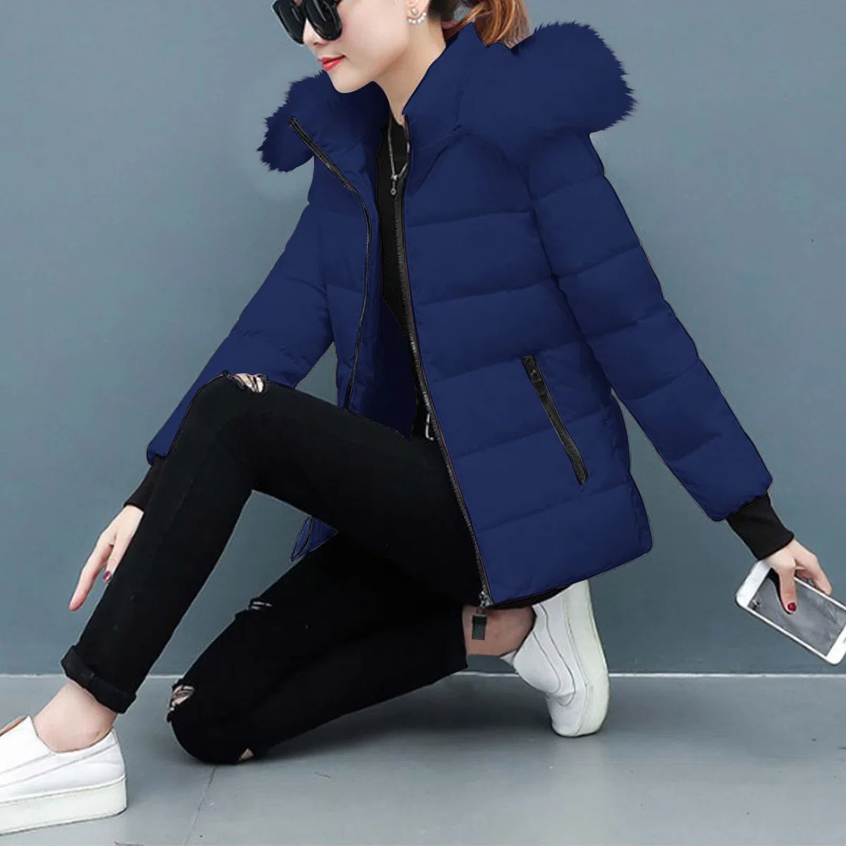 Abrigos de Invierno para Mujer Cálido Chaqueta Acolchada Mujer con Capucha Desmontable Gruesa Chaquetas de Algodón de Invierno Talla Grande Abrigo Exterior de Felpa con Bolsillos Caliente Cazadora