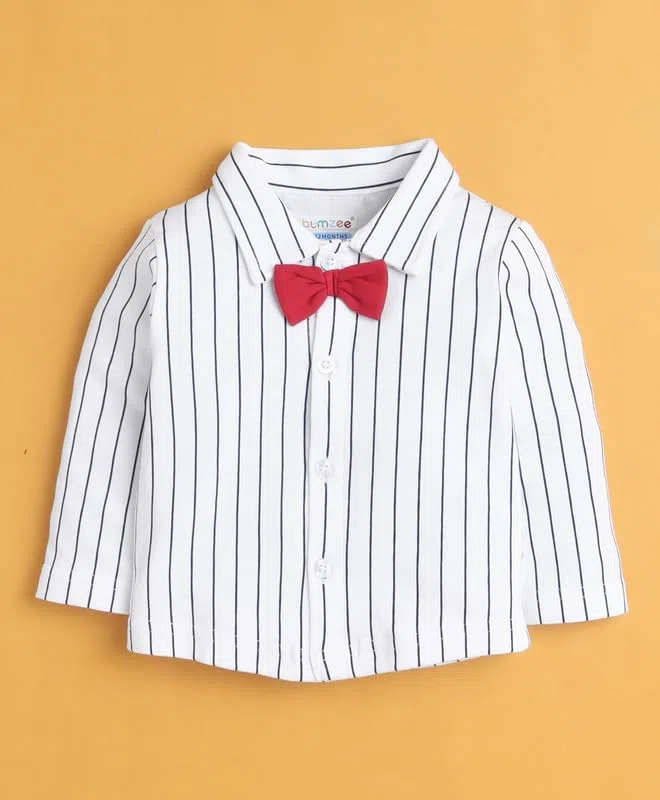 BUMZEE Conjunto formal de algodón para niños, ajuste regular, mangas completas, cuello y cuello