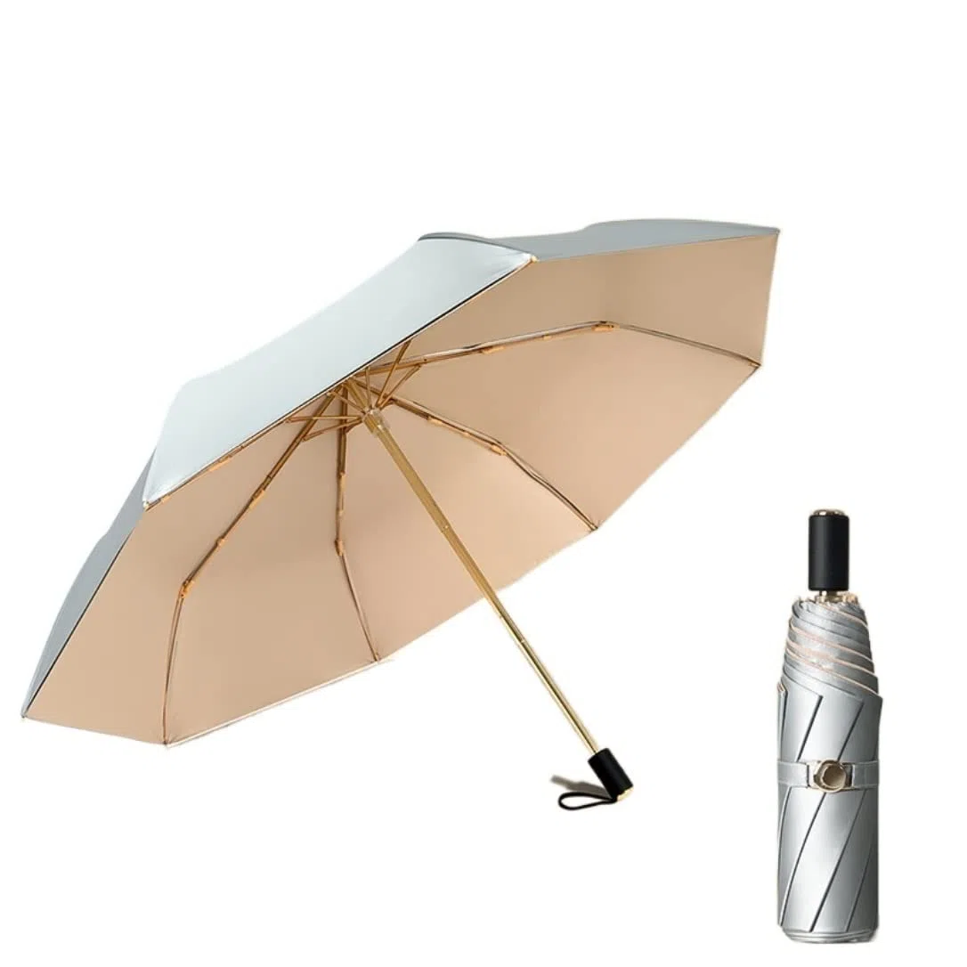 Paraguas de viaje plegable doble capa Parasol ligero portátil a prueba viento Sol al aire libre Lluvia for todo tipo clima Soporte for nieve Sto, E(F)