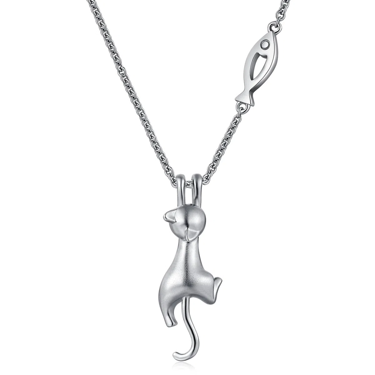 jiamiaoi Collar Gato Mujer Plata De Ley S925 Chapado En Oro Blanco 18k Gato Collar Colgante Con Diamante Gatos JoyeríA Para Mujeres