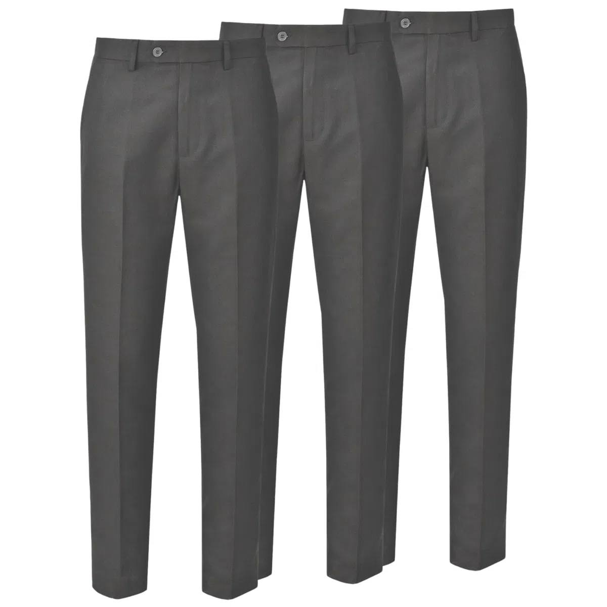 Pantalones escolares para niños mayores, paquete de 3 pantalones ajustados resistentes a las manchas con ajuste frontal plano de cintura, elegantes pantalones de uniforme escolar con