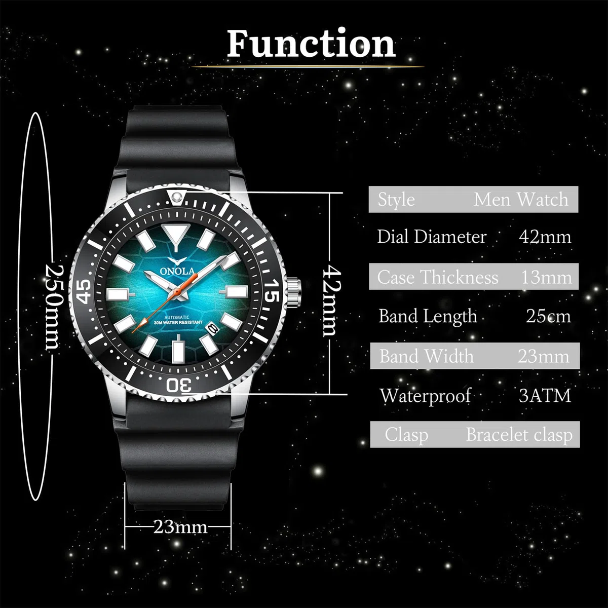 Reloj de pulsera mecánico para hombre, correa de silicona, analógico, visualización de fecha, relojes automáticos de negocios, resistente al agua