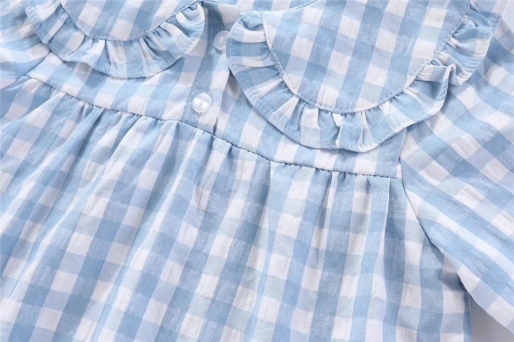 Mud Kingdom Muchachas Vestido a Cuadros con Cuello Vuelto de Manga Larga