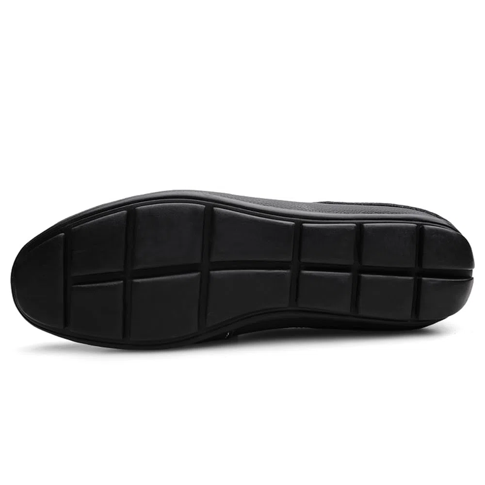 Mocasines casuales de piel auténtica para hombre, mocasines de vestir para uso diario, Black, 45 1/3 EU