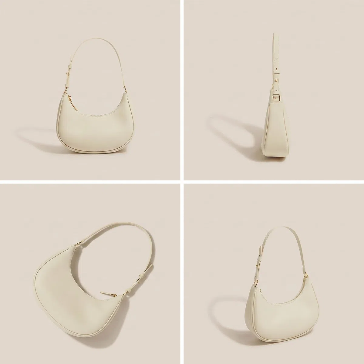 Bolso Bandolera Mujer de Cuero Genuino Blandito, Bolso de Hombro Media Luna Axila, Elegante Bolso Baguette Minimalista Casual Diario Rosa