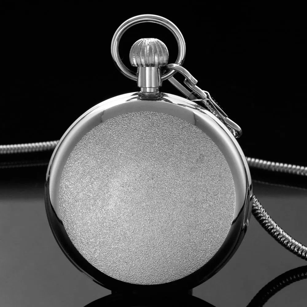 Reloj de bolsillo mecánico de acero inoxidable con diseño de tren de Londres, estilo vintage, con cadena