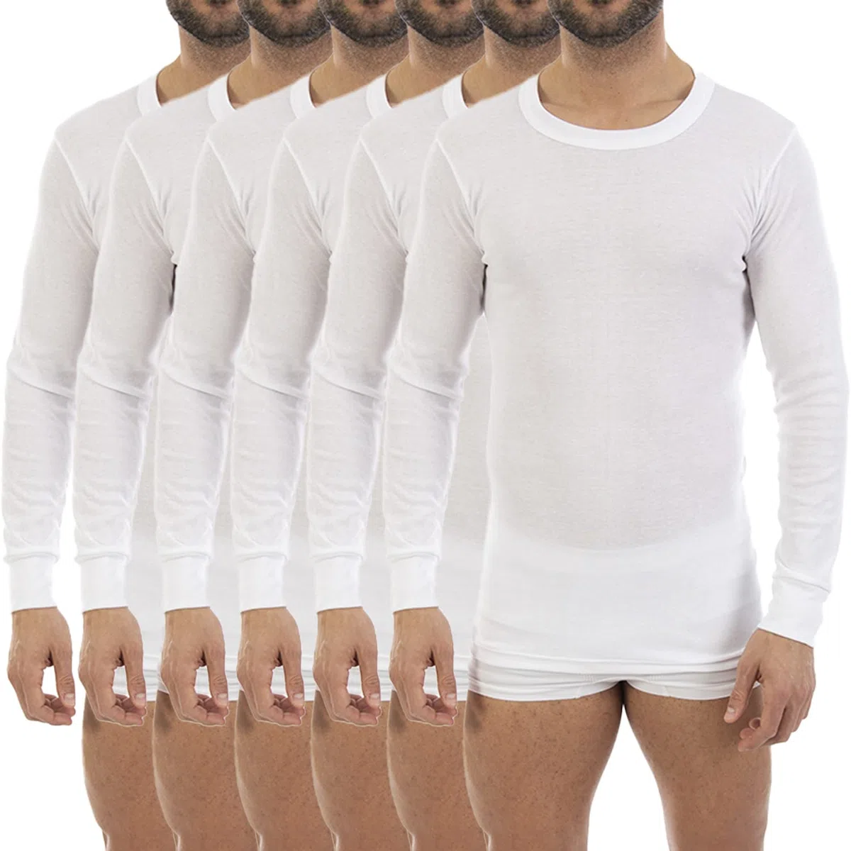 Lacotex Camiseta Interior Termal de Hombre | Camiseta Manga Larga y Cuello Redondo Térmica | Confort y Protección Térmica Interior | Pack Ahorro 6 Unidades | Talla S L103