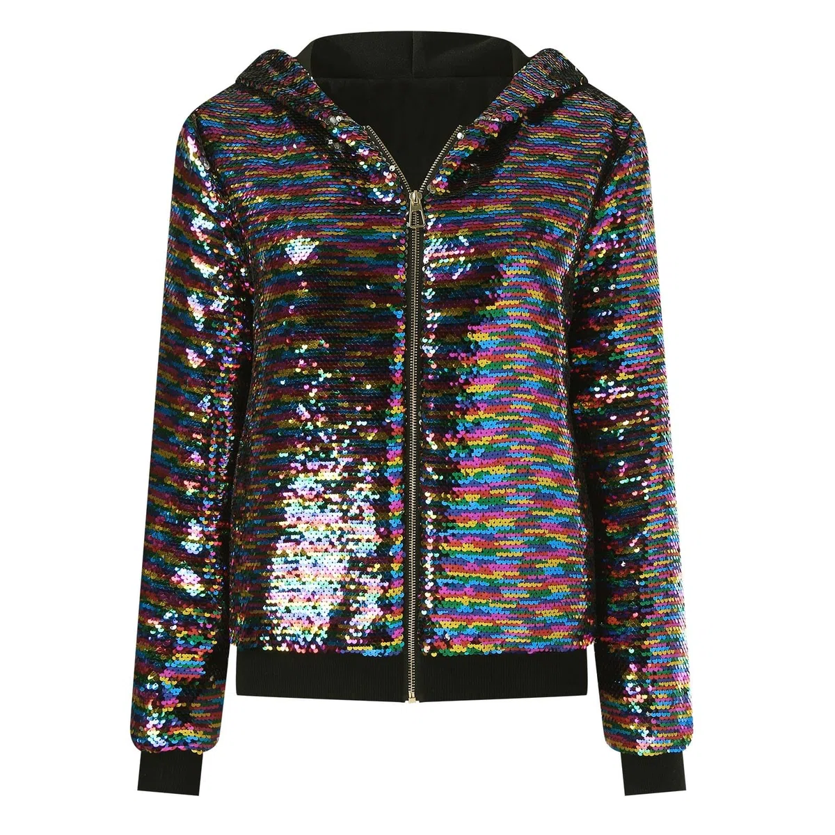 Chaqueta Mujer Invierno Chaqueta informal con lentejuelas para mujer abrigo elegante de manga larga ropa exterior ideal para y eventos nocturnos