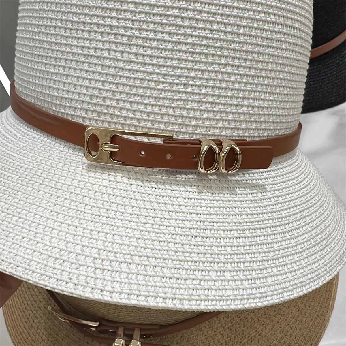 Sombrero de Paja de Verano para Mujer,de ala Ancha,Ligero,con Hebilla de Metal,Plegable,Transpirable,para Playa,Actividades Al Aire Libre