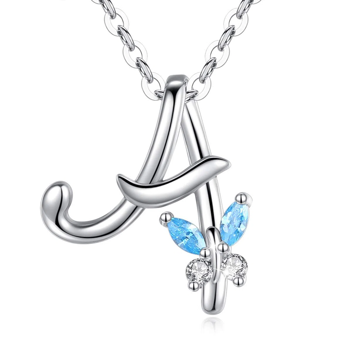 EUDORA Collares Mujer Colgantes Iniciales Letras Plata de ley 925 26 Alfabeto Inicial Nombre Cadena Collar con Zirconia Cúbico Joyería, Regalos Originales para Mujer Hermana Madre Abuela, 45,7cm