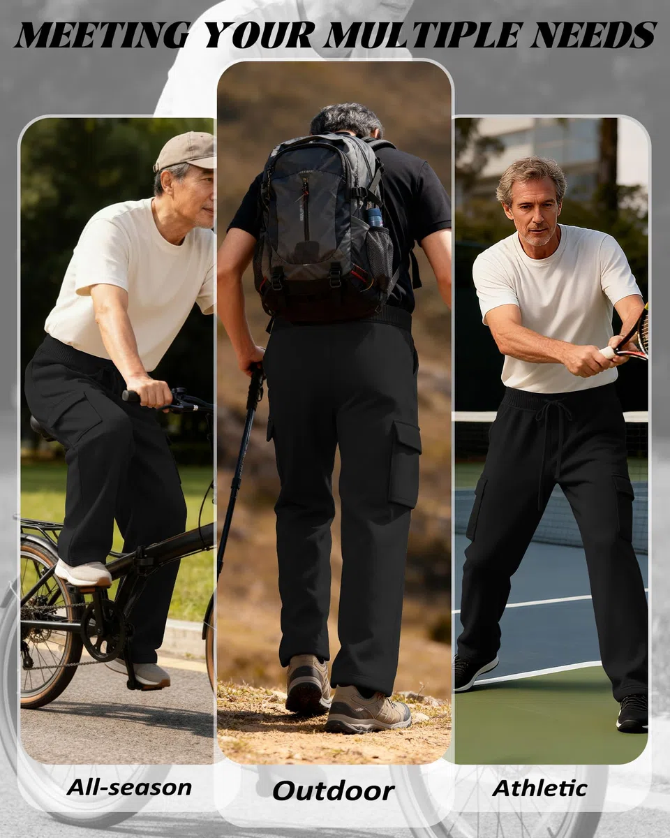 Pantalones de chándal para hombre, con bolsillos abiertos y cordón de ajuste (3 unidades)