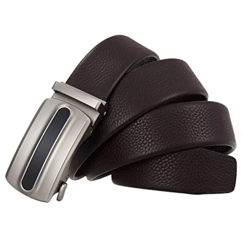 Cinturón de trinquete de Cuero para Hombres Hebilla Deslizante automática (Color : A, Size : 125cm)