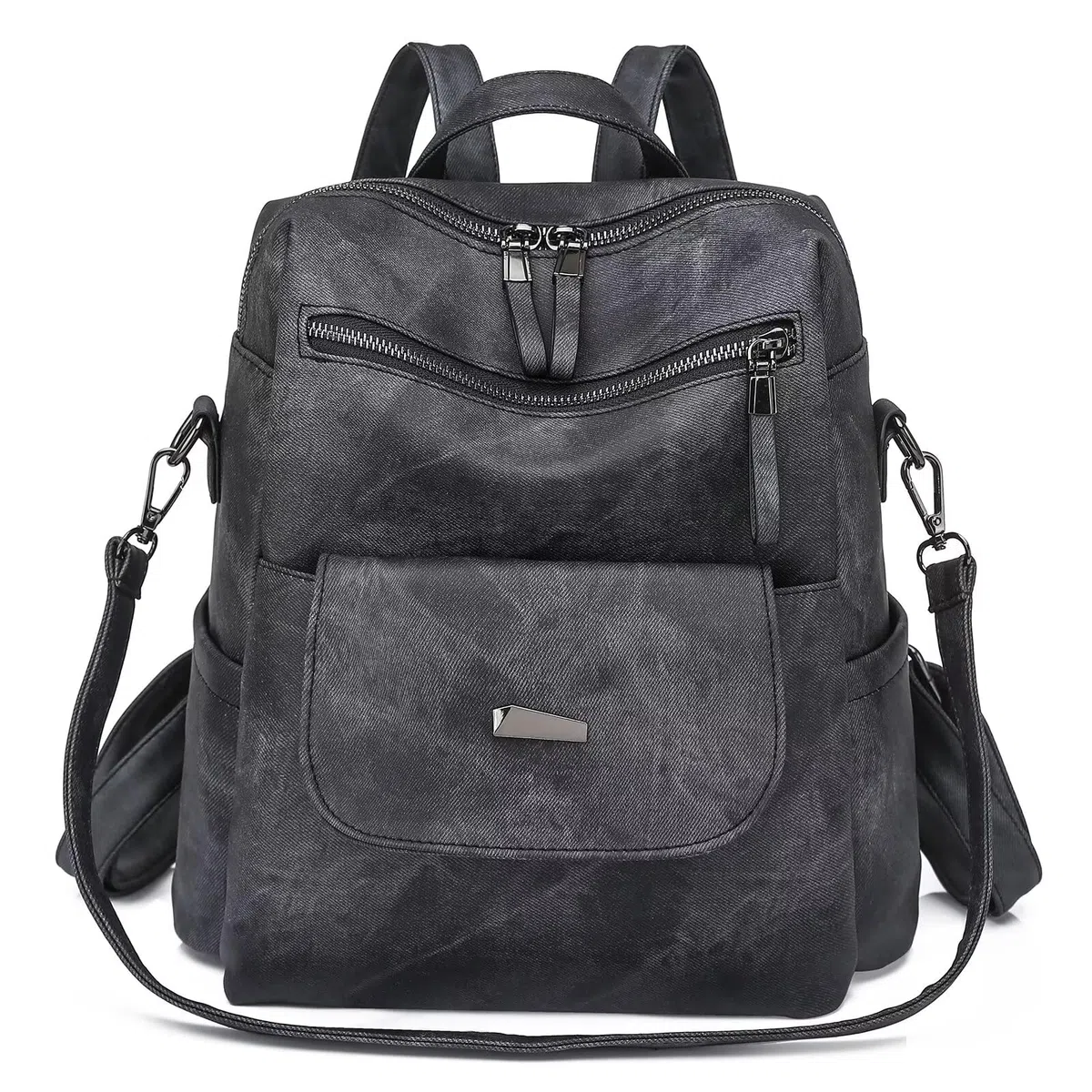 WYFJNX Mochila de piel sintética para mujer, diseño multiusos, bolso de hombro para mujer, mochila de viaje, Negro -, 12“*11“*5“, Mochilas de viaje