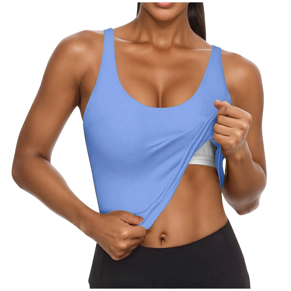 Camisola Tops para Mujer UK Soporte Levantamiento Algodón Sujetador Incorporado Cuello Cuadrado Chaleco Cami Correa Luz Agregar Acolchado Sin Mangas Tiras Yoga Ajuste Seco Moda Casual Gimnasio
