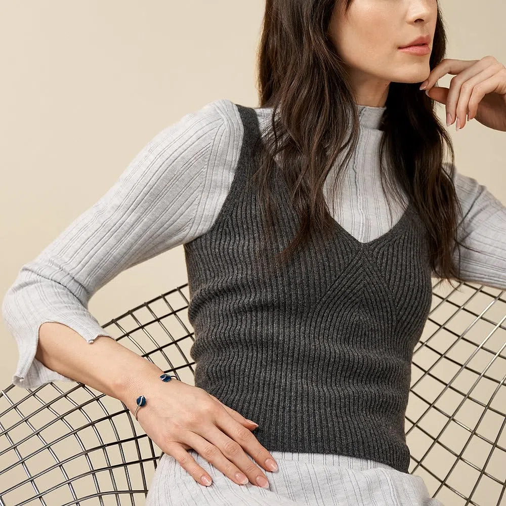Skagen Pulsera brazalete de acero inoxidable y semipreciosas con puño para mujer