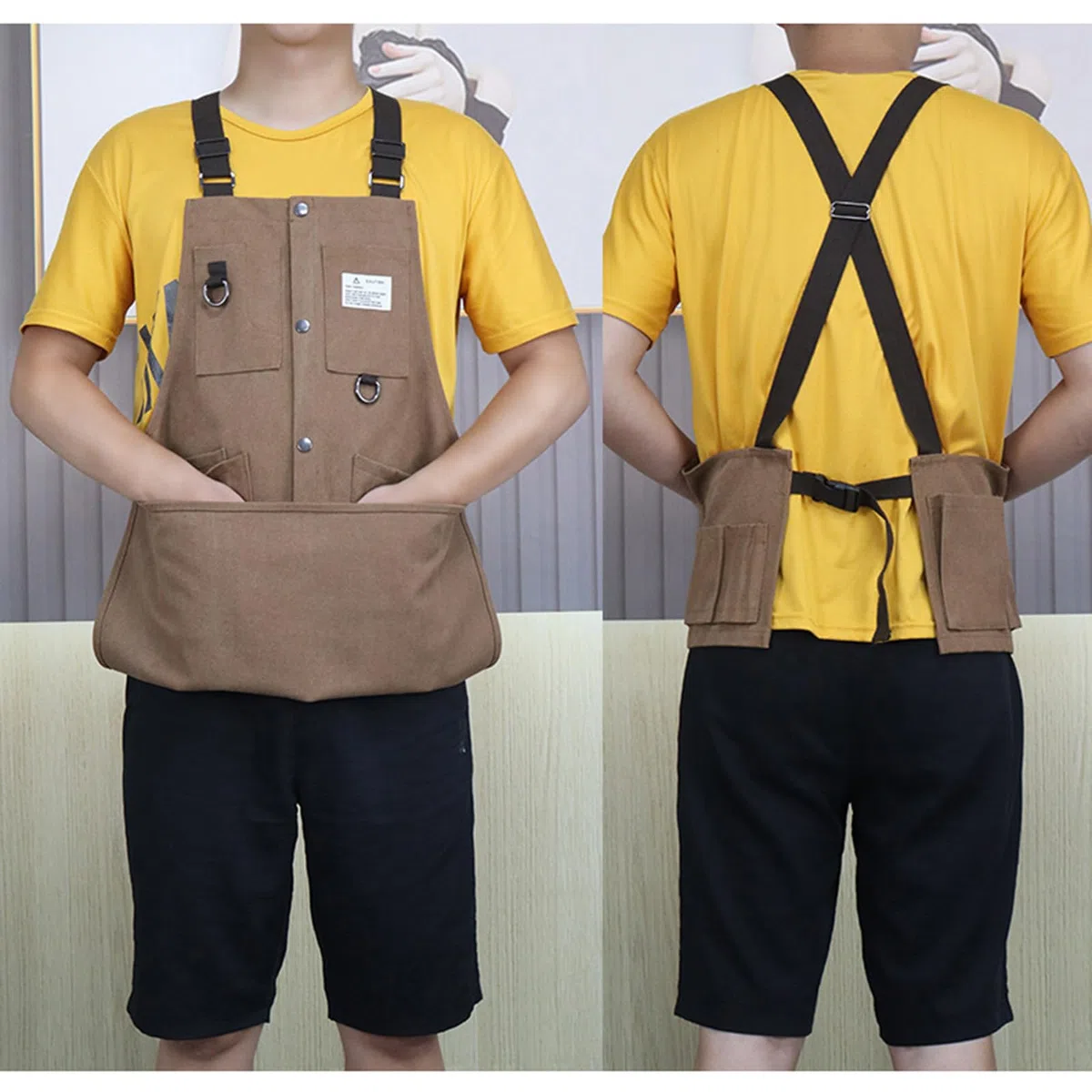 Delantal de trabajo Delantales for hombres, Delantales de trabajo con bolsillos Impermeable Lona Herramientas Delantal Dobladillo desmontable for carpintero, mecánico, Bladesmith
