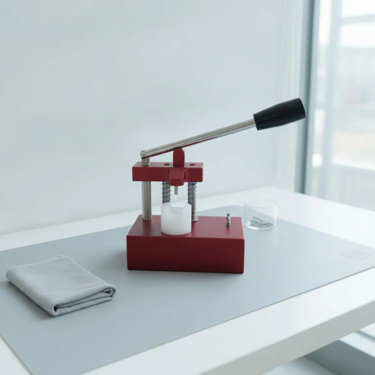 Milageto Dispositivo de Reparación de Relojes Herramienta Manual para Extraer y Colocar Tubos y Pasadores con Base Metálica Estable y Palanca de Acero