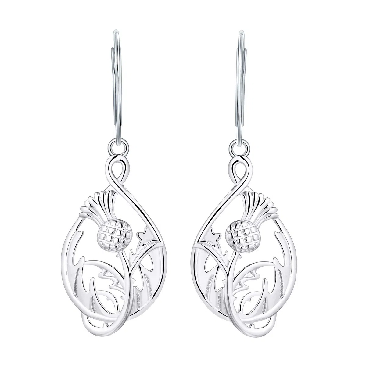 JO WISDOM Pendientes de cardo escocés, plata de ley 925 con diseño de flor de Escocia, para mujer