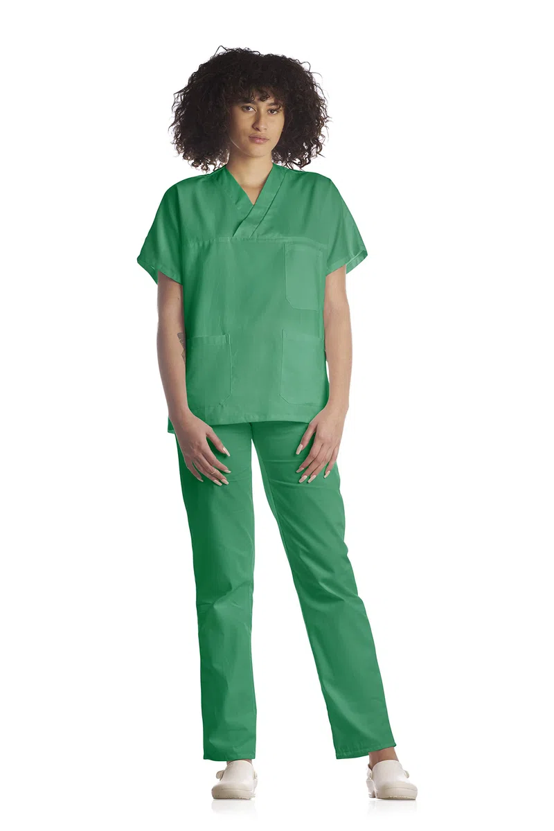 Tecno Hospital - Chaqueta hospitalaria - Ideal para Operadores Sanitarios, estéticas, enfermeras, médicos, para personal de laboratorio, etc - Casaca con escote en V - Unisex Verde 6XL